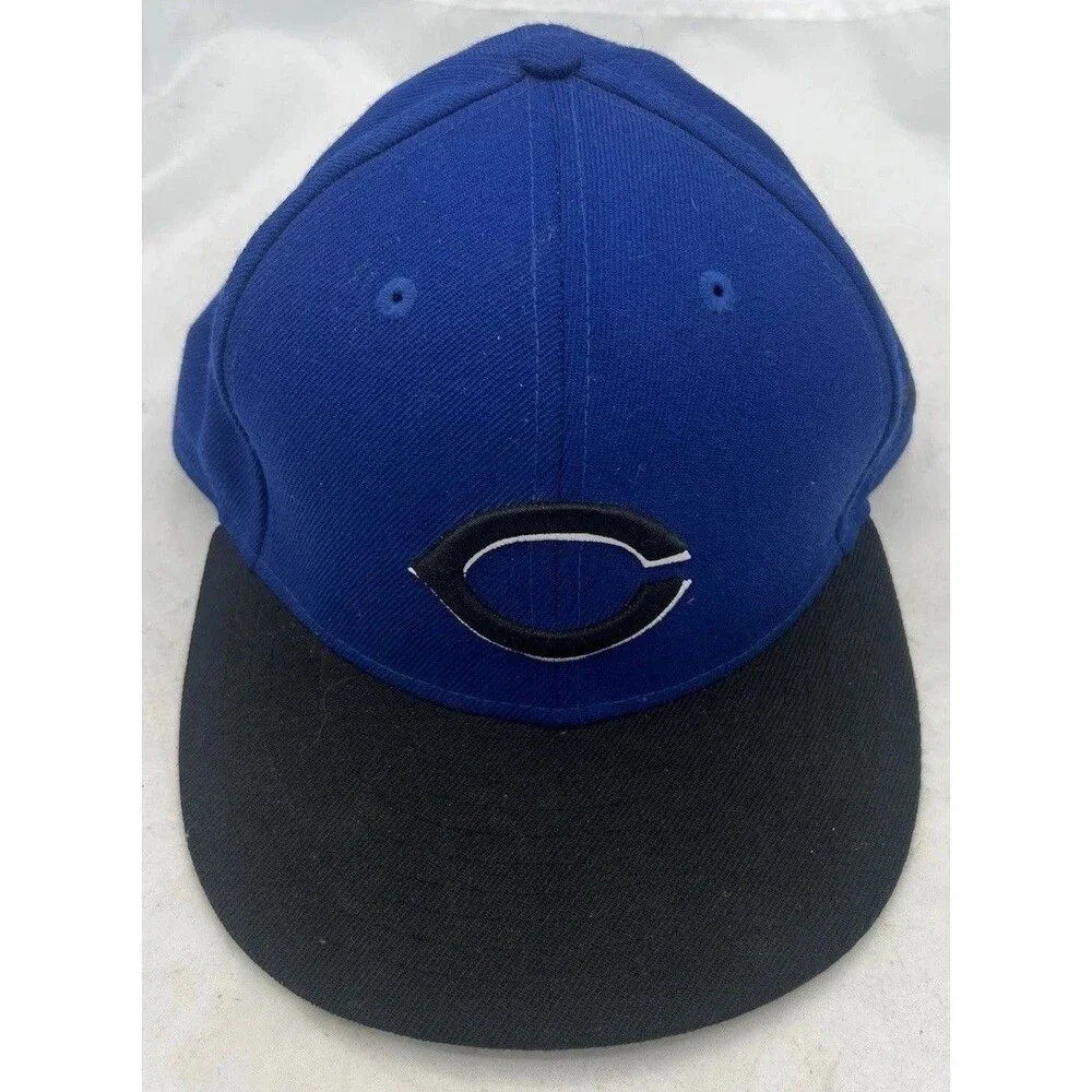 New Era 59FIFTY Cincinnati Reds Fitted Hat 7 1/8 Blue Black MLB Cap Rare
